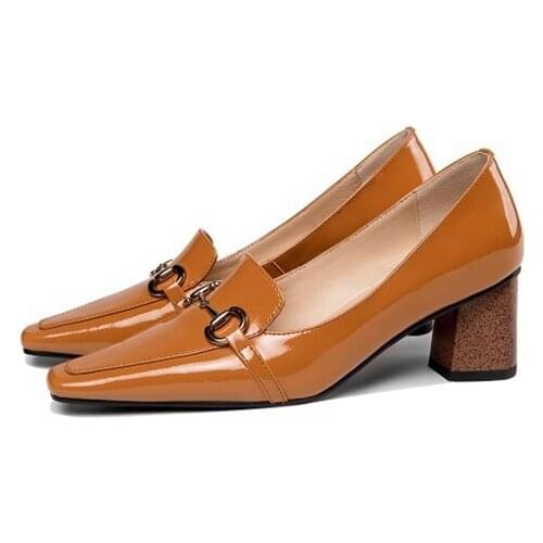 BLXQPYT Zapatos De Fashion Women Mujer Geunine Cow Leather Lower Heels 5CM Sexy Pointed Toe Party Ladies Dress Shoes Pumps 678