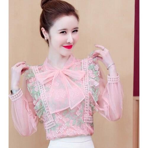 Fashion trend womens temperament long-sleeved chiffon casual jacket 2021 spring and autumn new lace western style shirt