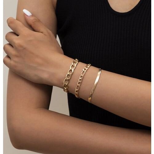 Charm Gold Bracelets for Women Fashion Adjustable Dainty Layered Chunky Chain Herringbone Chain Bracelet Jewelry Gifts for Her