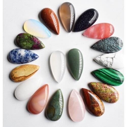 Wholesale 20pcs/lot 30x15x6mm mixed natural stone teardrop CAB CABOCHON beads for DIY jewelry accessories free shipping