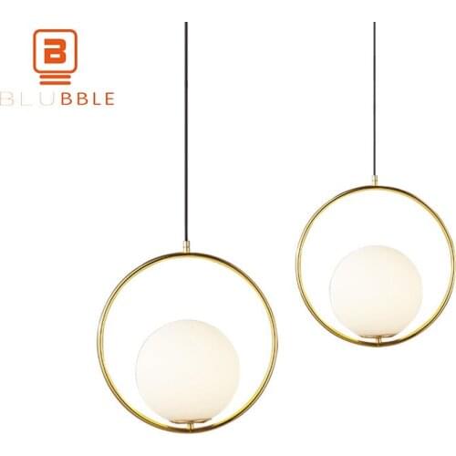 BLUBBLE Iron Ring Pendant Light Modern AC 90-260V Pendant Lamp Originality Hardware Glass Hanging Lamp Bedroom Parlor Hanglamp
