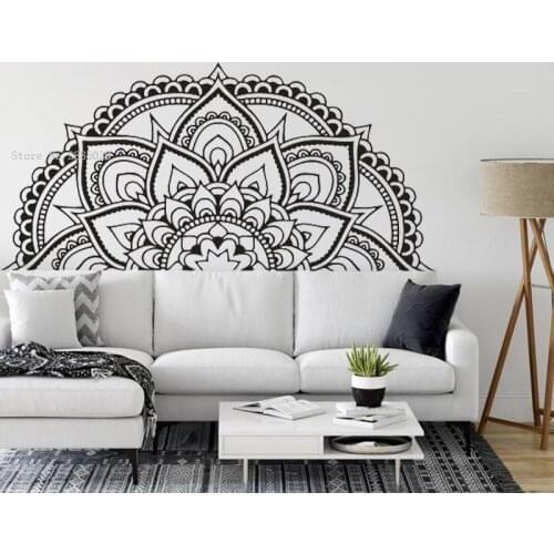 Half Mandala Flower Wall Sticker Bedside Decoration Headboard Vinyl Decal Cool Style Wallpaper Mandala Art Murals YL003