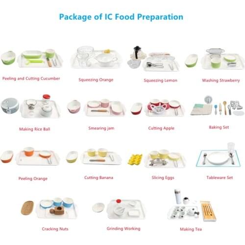 Package of Food Preparation Montessori Materials for IC Classroom Preschool Early Educational Equipment Basic Life Skill Learn