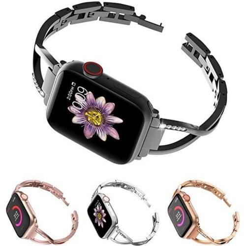 Fashion Metal X-shaped diamond watch strap For Apple Watch 4/3/2/1 Series 38MM 42MM inlaid diamond strap for iwatch Backup strap