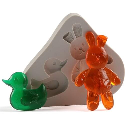Animal Rabbit Duck Shape Silicone Soap Chocolate Mold Cake Decoration Tool Cake Mold Fondant Mold For Baking