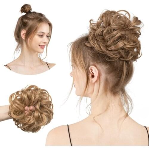 Messy Hair Bun Scrunchies Scrunchy Band Elastic Hairpiece Tie Ring Bows Synthetic Fake Chignon Tail Bridal Curly For Women