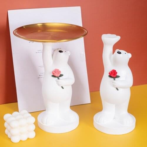 Nordic Resin Cartoon Polar Bear Sculpture Decoration Living Room TV Cabinet Welcome Tray Storage Items Home Decor Ornaments