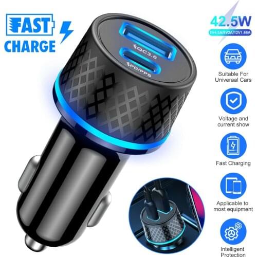 Universal Car Charger 42w Smart Usb Pd Car Charger Fast Charging Adapter Led For Iphone 12 11 Pro Max