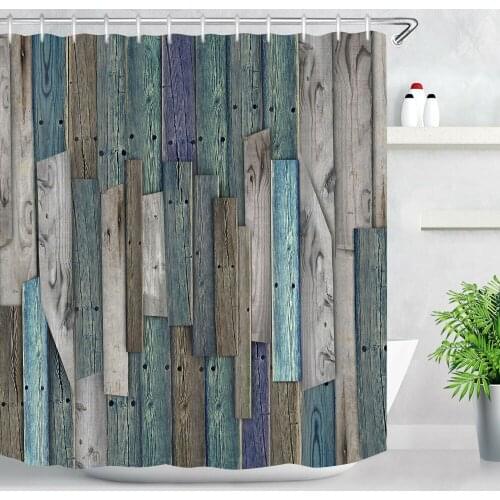 Ancient Wooden Plank Print Shower Curtain Waterproof Bathroom Shower Curtain Dec