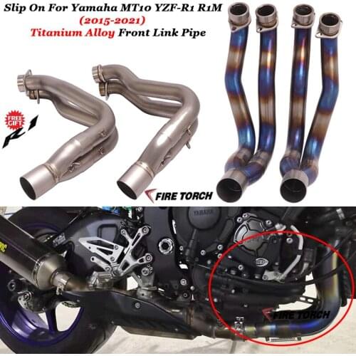 Motorcycle Exhaust For Yamaha MT10 YZF-R1 R1M 2015-2020 2021 Full System Modifed Escape Titanium Alloy Front Link Pipe Slip On