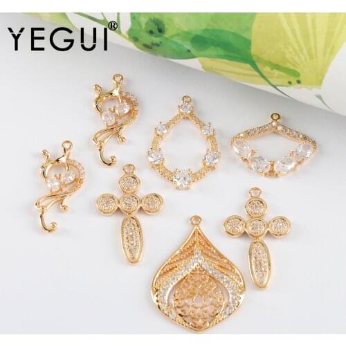 YEGUI M1019,jewelry accessories,18k gold plated,copper metal,zircon,charms,jewelry findings,diy earrings,jewelry making,6pcs/lot