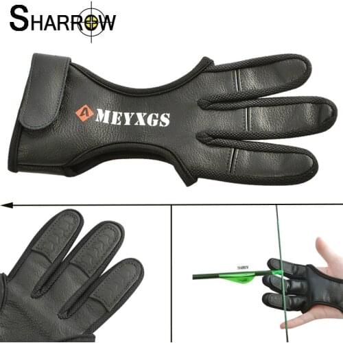 Protective 3 Fingers Archery Gloves Deerskin Soft Inside Fluff Left Right Hands Universal Recurve Compound Bow Shooting Hunting