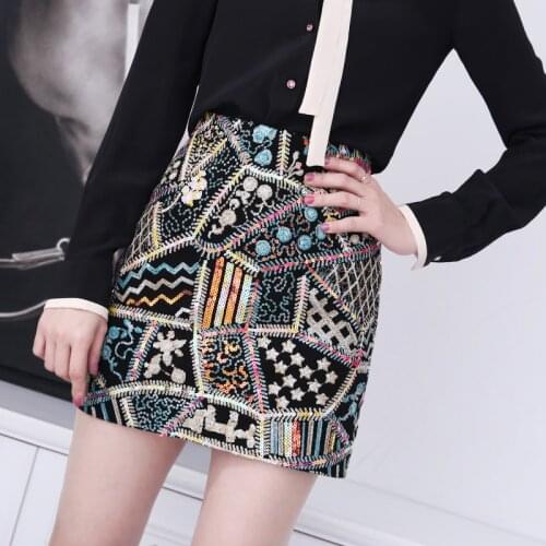 Women Genuine Leather Skirt 2021 Spring And Summer Sequined Short Skirt High Waist Bag Hip Skirt Lambskin Skirt Female Cloth