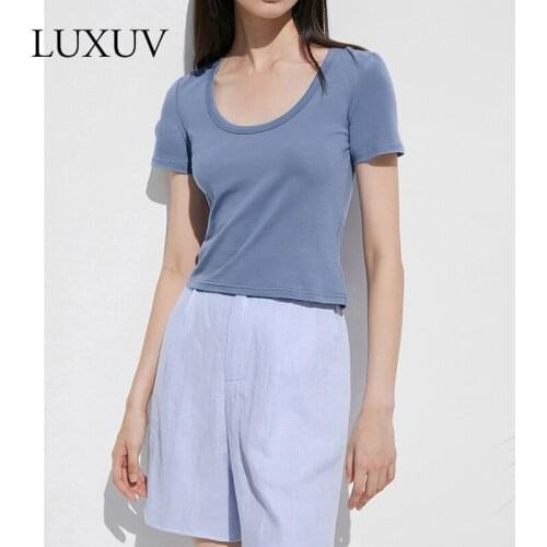 LUXUV Womens Bodysuit Tops T-shirt Turtleneck Sexy Body Blouse Bodycon Elegant Office Ladies Short Sleeve Sets High Qulitied