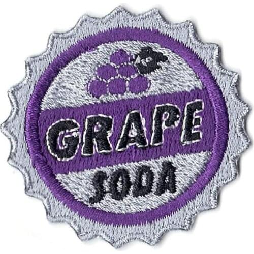 1.75'' Grape Soda Bottle Cap Merit Badge Embroidered Iron on Patch