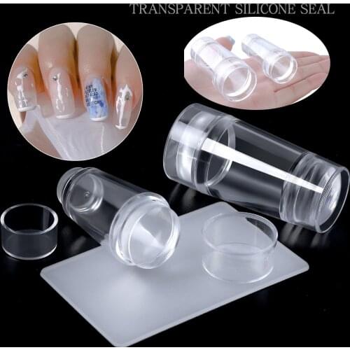 1pcs Silicone Transparent Nail Art Stamping Kit Double Headed Manicure Plate Stamp Polish Stencil Template Seal Manicure Tools