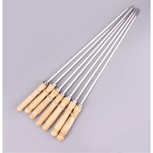 304 stainless steel barbecue wooden handle flat sign lamb skewers grilled wings brazier thickened widened barbecue needle