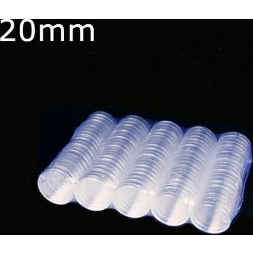 100 Pieces 20mm Clear Plastic Protector Capsules Containers case For Token Board Game Coin Collection Holder Boxes