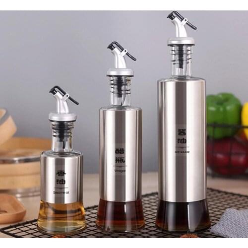 200/350/500ml Stainless Steel Oil Vinegar Bottle Dispenser Cruet Kitchen Gadget Cooking Seasoning Bottle Dispenser Kitchen Tools
