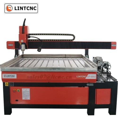 3D 4 Axis Mini CNC Router 9012 1212 2.2KW Spindle With Side Rotary Axis for Aluminum Metal Cutting