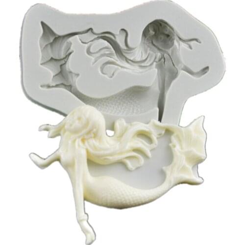3D Fairy Mermaid Silicone Cake Mold Chocolate Candy Fondant Cutter Soap Baking Tools Kitchen Accessories Cookie Cutter H481