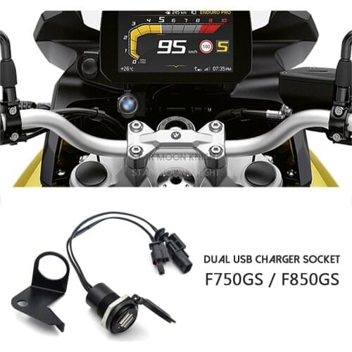 Motorcycle Accessories Dual USB Charger Plug Socket Cigarette Lighter Adapter LED Display For BMW F750GS F850GS F 750 GS 850