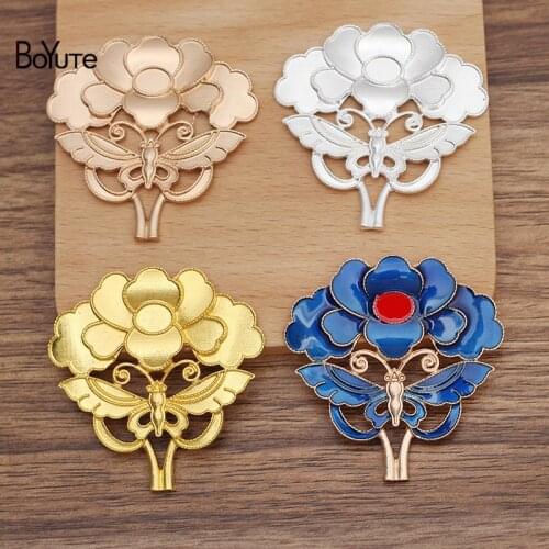 BoYuTe (10 Pieces/Lot) 50*49MM Alloy Flower Butterfly Materials DIY Jewelry Accessories for Ancient Palace Hair Jewelry Making