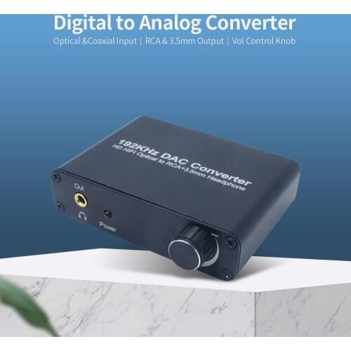 Digital to Analog Converter 192KHz DAC Converter Digital Optical&Coaxial to Analog L/R&3.5mm Jack Adapter for HDTV Game Console