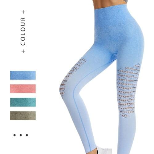 Colorfulkoala Hollow Super Breathable High Waist Womens Yoga Pants Womens 9-point Pants Workout Tights Tights Abdomen Lift