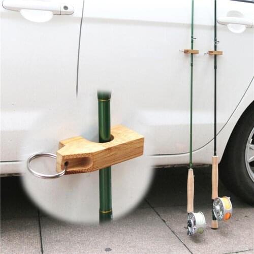 Wooden Mini Fly Fishing Rod Rack Holder Magnetic Fishing Rod Guard Hanger Rod Transport System Attaches To Car Accessories