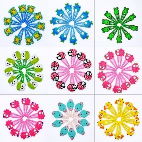 Kids Gift Hairslide Girls 10Pcs Hair Clips Yellow Duck/Crab/Elephant Bees Deer Hair Hairpins Hair Accessory Birthday 10 pcs