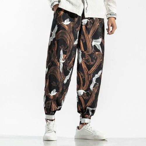 Men Japanese Style Pants Samurai Costume Vintage Male Trousers Vintage Harem Pants Plus Size Haori Kimono Yukata Streetwear 1983