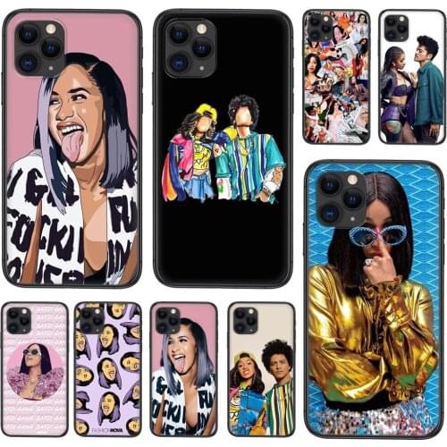 For Samsung Galaxy A72 A725F A71 A70 4G 5G A50 A40 A30 A20 A10S A02 Black Cell Cover Art Cardi B And Bruno Mars Less