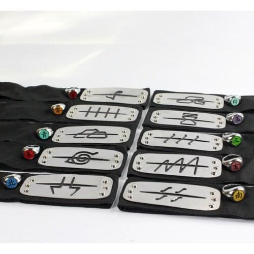 Halloween Gift 2pcs/set Anime Accessories Akatsuki Deidara Itachi Headband Ring Cosplay Costume Props Bandage Toys Wholesale