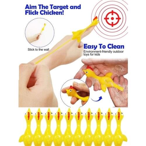 Stress Relilef Toy 2pcs Slingshot Flick Flying Chicken Stretchy Funny Rubber Chickens Easter Chicks Kids Party Favors Toys Gifts