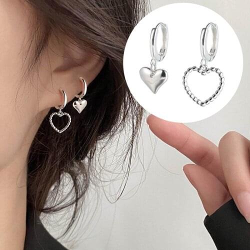 Personalized Heart Shape Dangle Earrings For Women Girls Trendy Elegant Asymmetric Heart Drop Earring Korean Fashion Jewelry