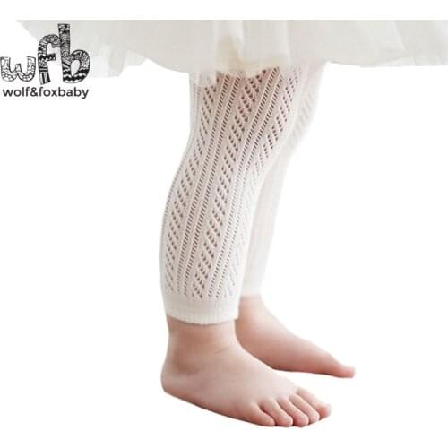 Retail 0-4years leggings thin solid color hollow out ankle-length children Kids infant Baby for spring autumn fall summer