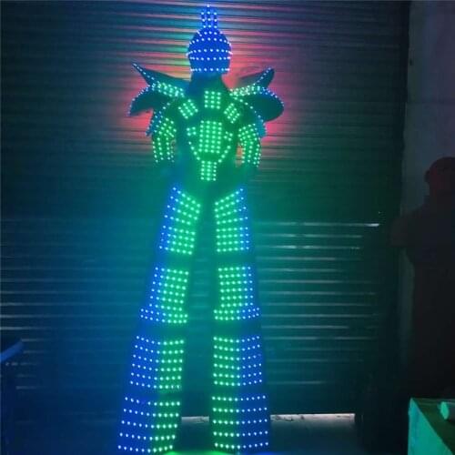 Men light up costume Party event stage show led robot suit ballroom dance stilts clothing dj RGB full color light men dress