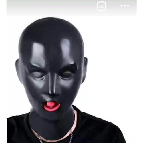 Mens Latex Hood Latex Hood with Short Nose Tube Encloesed Latex Rubber Mask Heavy latex hood (Head Around Size 59-63CM )