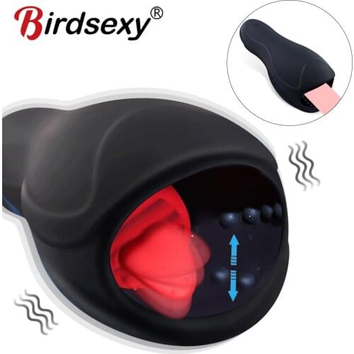Male Vibrator 6 Modes Tongue Licking Glans Massager Endurance Traninig Adult Sex Toys for Men Masturbator Penis Head Stimulator