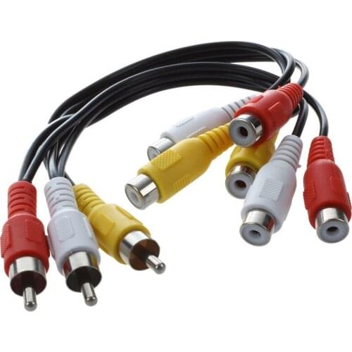 New 3 RCA Male Jack to 6 RCA Female Plug Splitter o Video AV Adapter Cable
