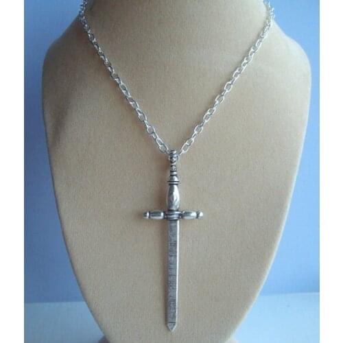 Hot Fashion Vintage Large Medieval Sword Charms Pendants Necklace Adonai Excalibur Gladiator Necklaces DIY Jewelry