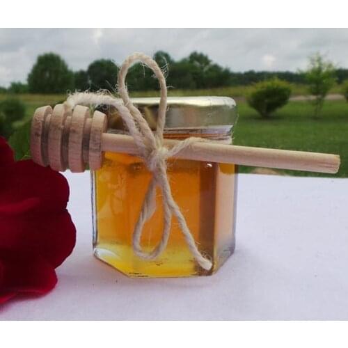 Personalized your text ,wedding favors Valentines Day gift Tea Party Gift Mini Hexagon Honey Jar with Dipper