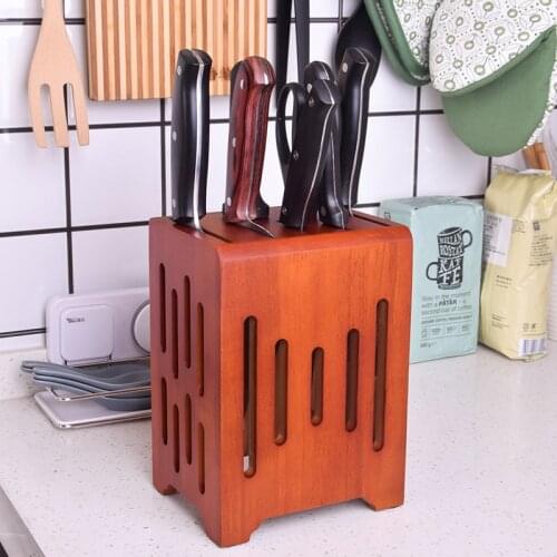 7-9 Holes Rosewood Wood Kitchen Knife Holder Desktop Chef Santoku knives Storage Rack Ceramic Knife Stand Block Organizer