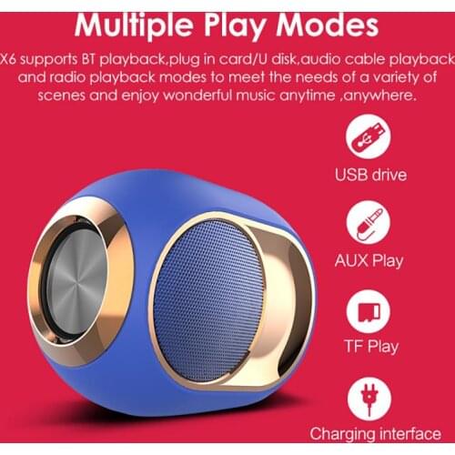 X6 Portable Bluetooth Speaker Wireless Soundbar Stereo HiFi Sound Noise Reduction Super Bass Speaker caixa de som bluetooth