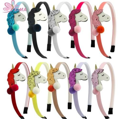 XIMA 1Piece Glitter Unicorn Headband Girls Plastic Hairband for Kids Hair Accessories Unicorn Hair Hopps for Party Supplies