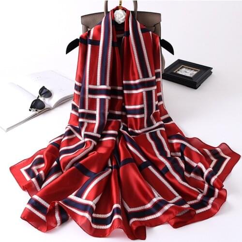 180*90cm Luxury Brand Silk Scarf Women Shawl Print Hijab Wrap Bandana Foulard muffler neckerchief pareo beach sunscreen female