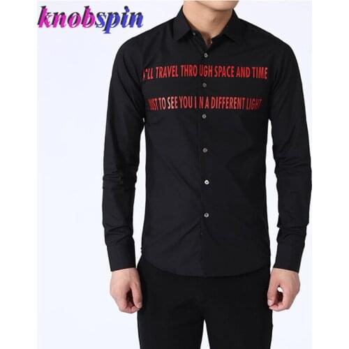 2019 Europe Fashion Long sleeve Shirt men Brand Letters Printed Chemise homme Casual Slim mens Shirts Big size High quality