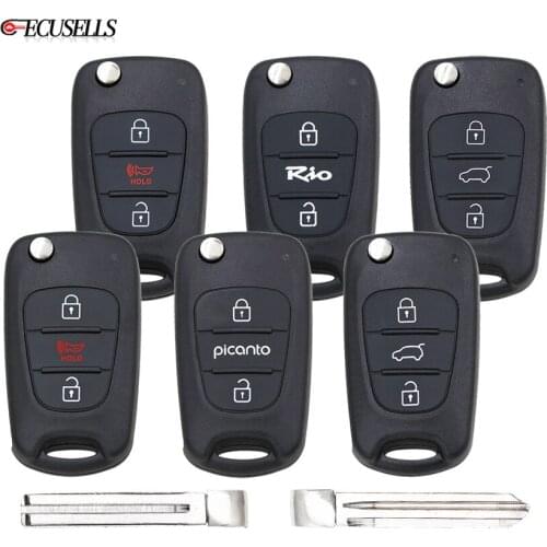 3 Button Folding Flip Remote Car Key Shell Case Housing with Uncut Blade For Kia K2 K5 Sorento Sportage Cerato Soul Rio Picanto