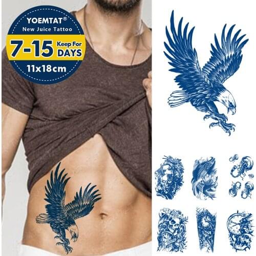 Juice Lasting Ink Tattoos Body Art Waterproof Temporary Tattoo Sticker Dragon Wolf Eagle Totem Tatoo Arm Fake Clock Tatto Men